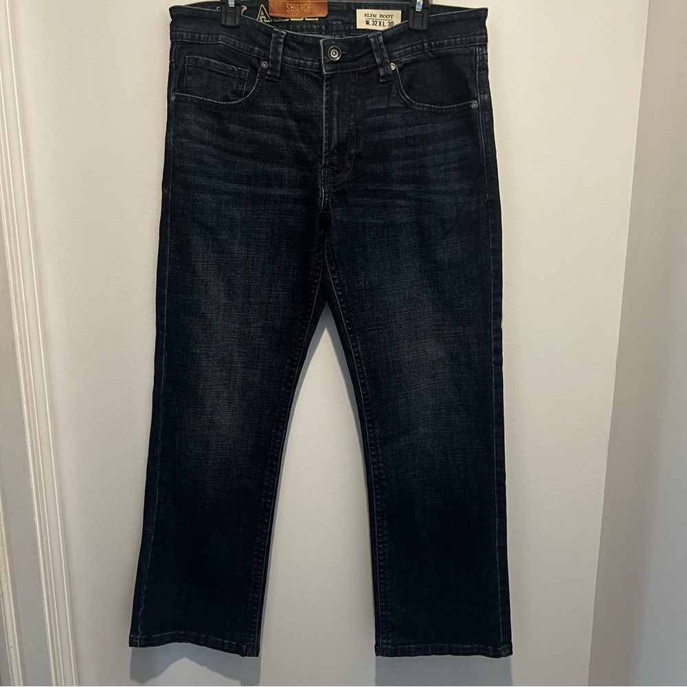 T K Axel Men's Slim Bootcut Stretch Jeans Dark Wash 32x30